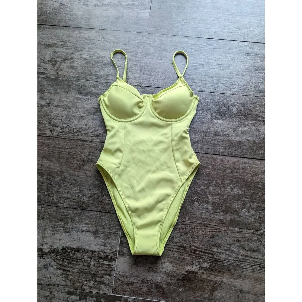 GOOD AMERICAN Scuba Show Off One Piece Swimsuit Key Lime